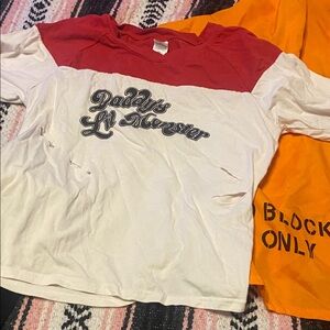 Women's Long Sleeve Tee - Red and White jail house pants and jacket